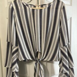 Altar'd State Black and White Striped Blouse